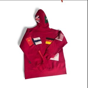 2013 Supreme Red Hoodie with Flag Accents